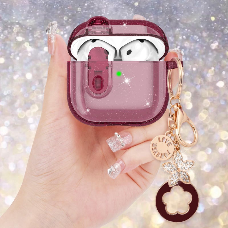 VISOOM (with Safety Lock) VISOOM 2025 Clear Cases for Airpods iPods 4 Case Cover Women, Bling Airpod iPod 4 Case Soft 4th Gen Air Pods iPods Cases with Keychain for Apple Headphones Airpods4 Generation - Image 3