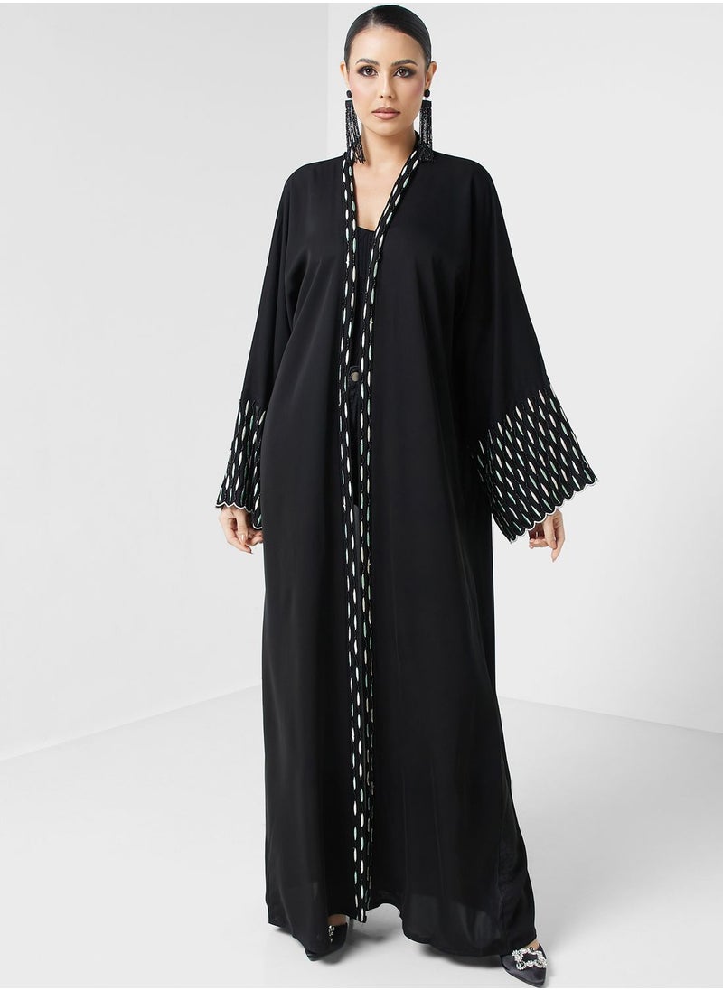 hayas closet - Embroidered Flared Sleeves Abaya - Image 1