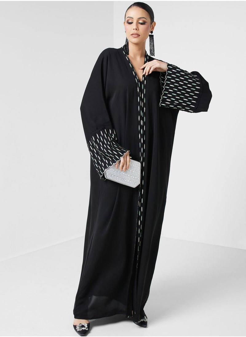 hayas closet - Embroidered Flared Sleeves Abaya - Image 1
