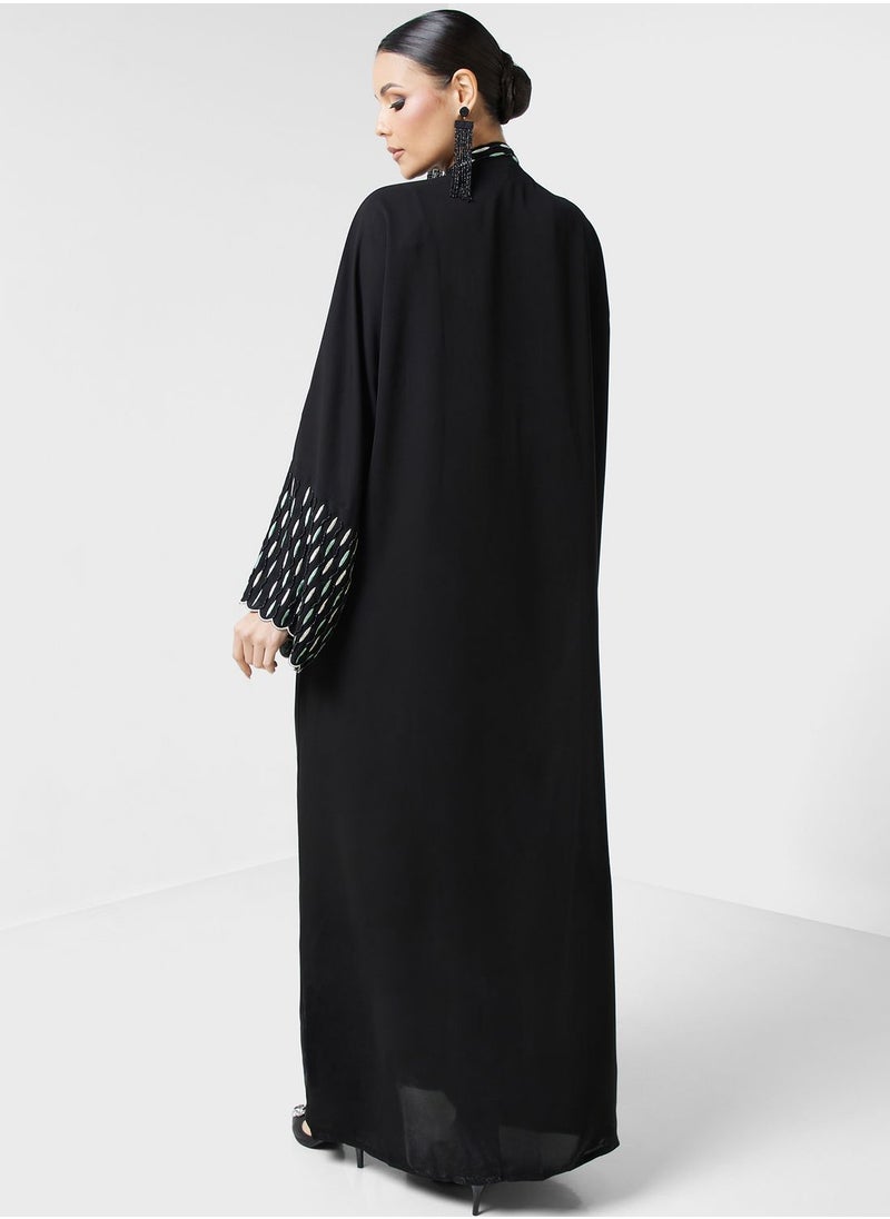 hayas closet - Embroidered Flared Sleeves Abaya - Image 1