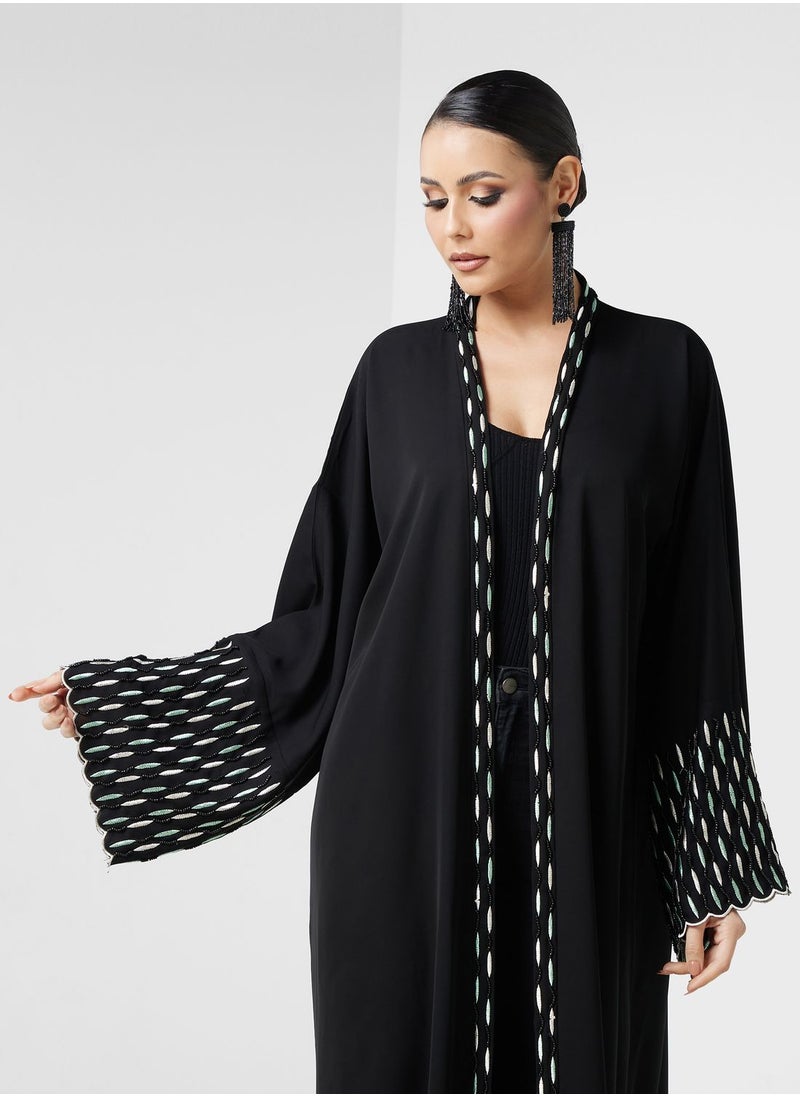 hayas closet - Embroidered Flared Sleeves Abaya - Image 1