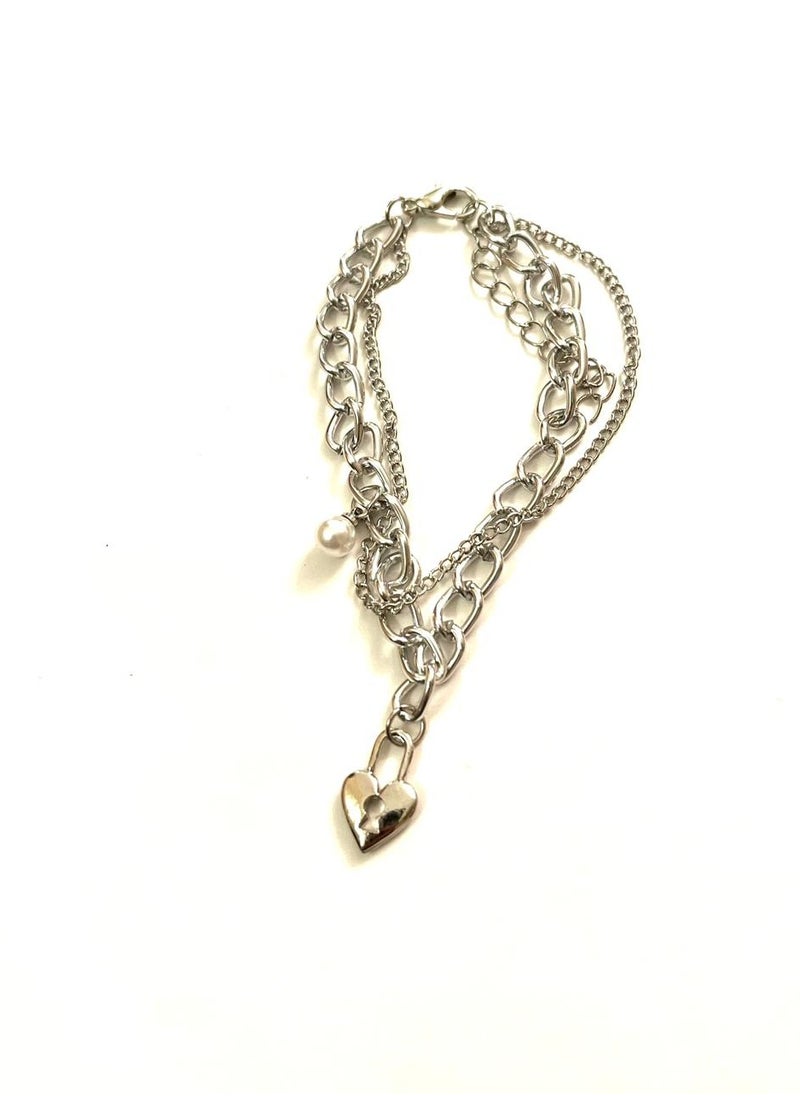 Trio Earrings - Heart lock Bracelet - Image 1