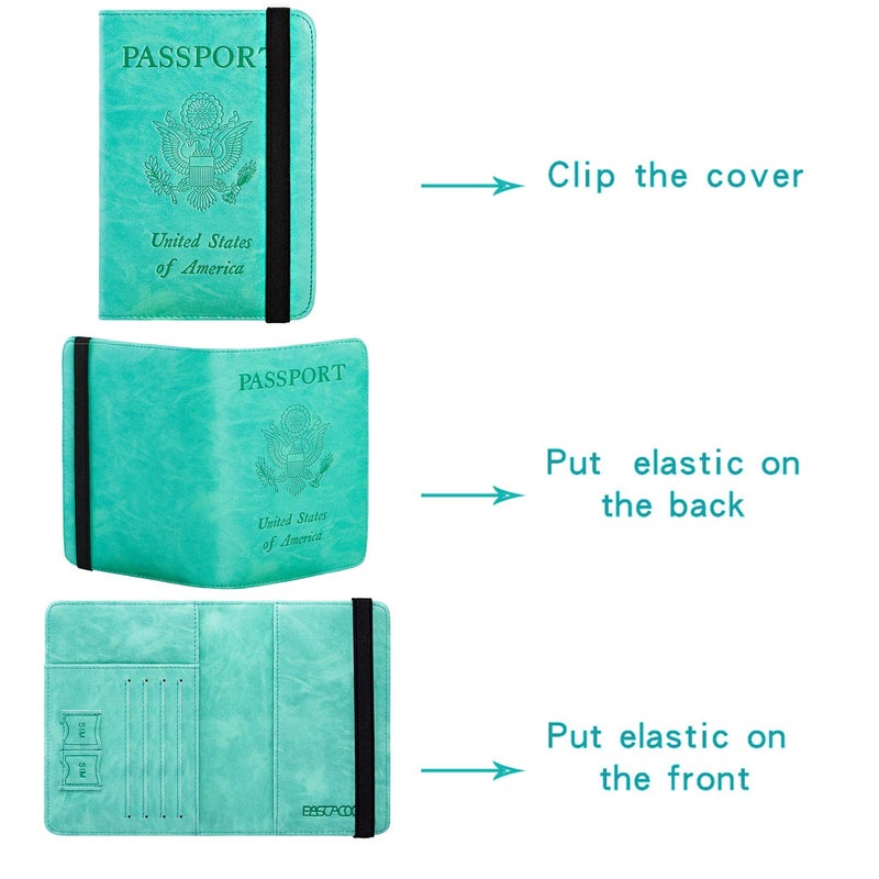 PASCACOO Passport Holder Cover Wallet Travel Essentials RFID Blocking Leather Card Case International Must Haves Travel Accessories for Women Men(101#Green) - Image 5