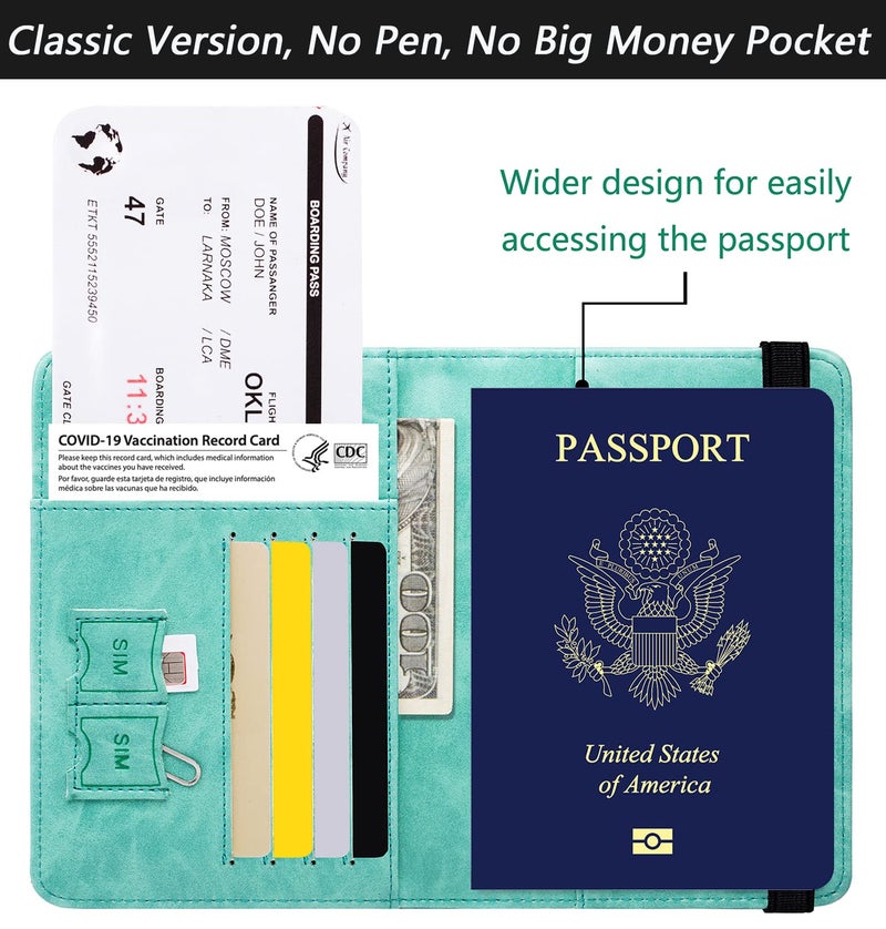 PASCACOO Passport Holder Cover Wallet Travel Essentials RFID Blocking Leather Card Case International Must Haves Travel Accessories for Women Men(101#Green) - Image 3