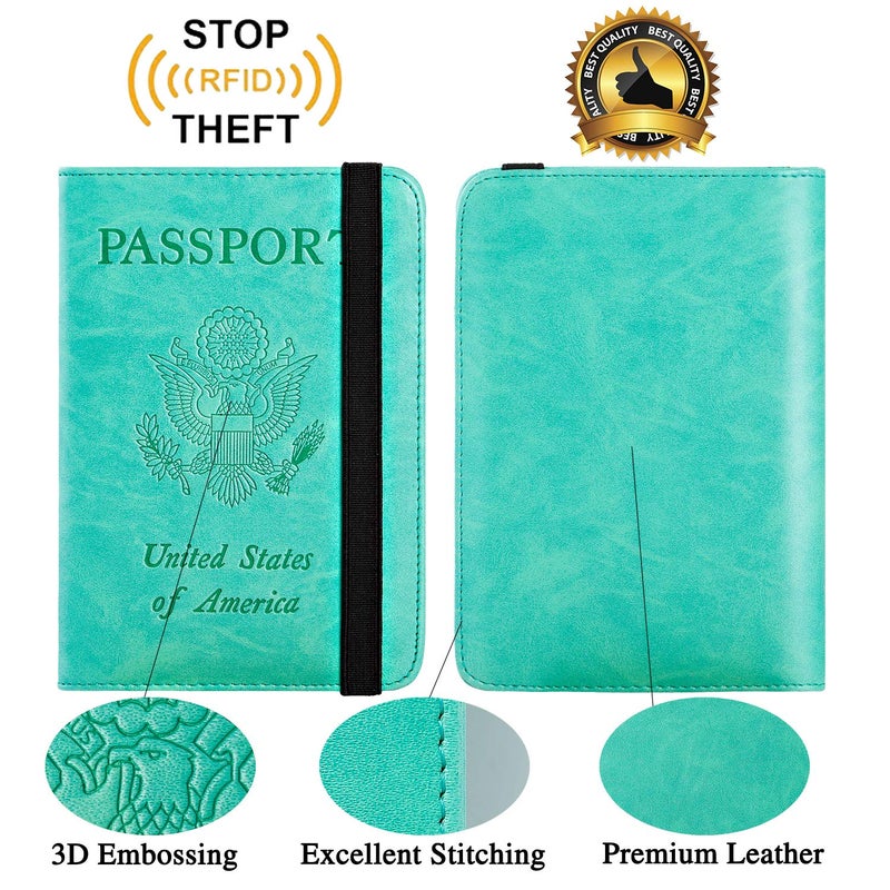 PASCACOO Passport Holder Cover Wallet Travel Essentials RFID Blocking Leather Card Case International Must Haves Travel Accessories for Women Men(101#Green) - Image 2
