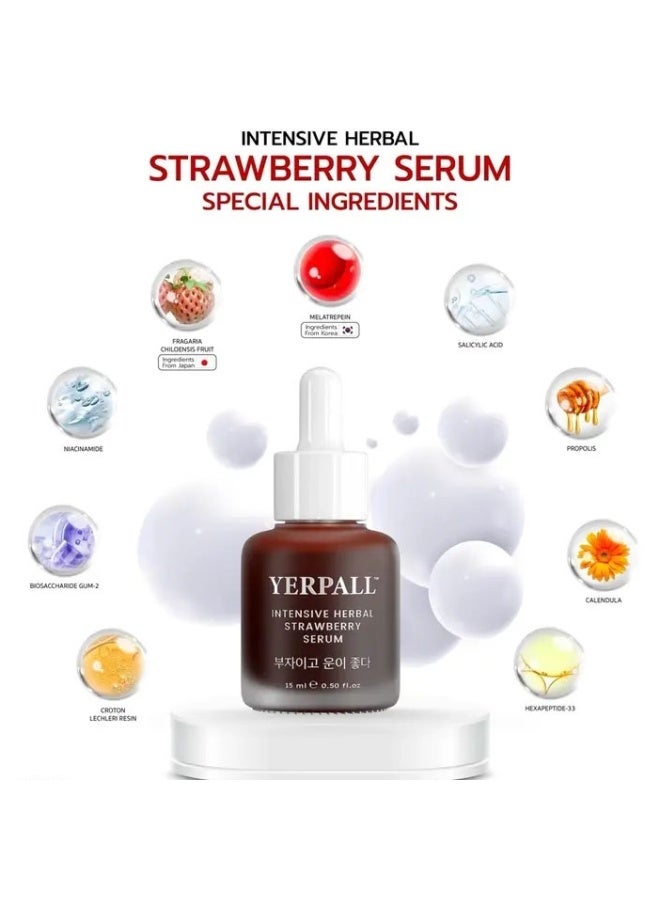 YERPALL Intensive Herbal Strawberry Serum 15ml - 4% Niacinamide Brightening Serum, Melatrepein & Natural Herbal Extracts, Reduce Blemishes & Dark Spots, Paraben Free for All Skin Types - Image 2
