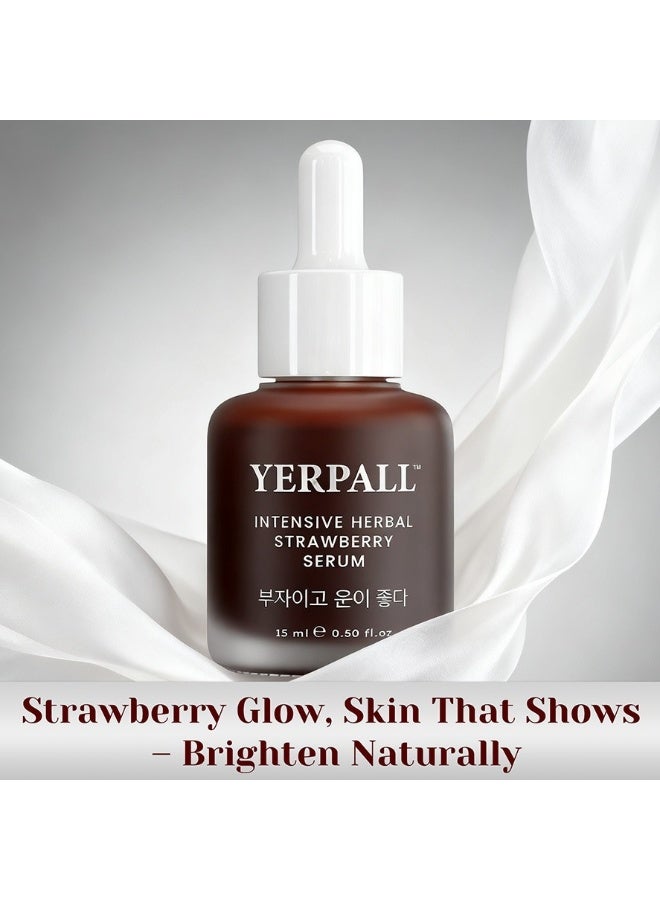 YERPALL Intensive Herbal Strawberry Serum 15ml - 4% Niacinamide Brightening Serum, Melatrepein & Natural Herbal Extracts, Reduce Blemishes & Dark Spots, Paraben Free for All Skin Types - Image 1