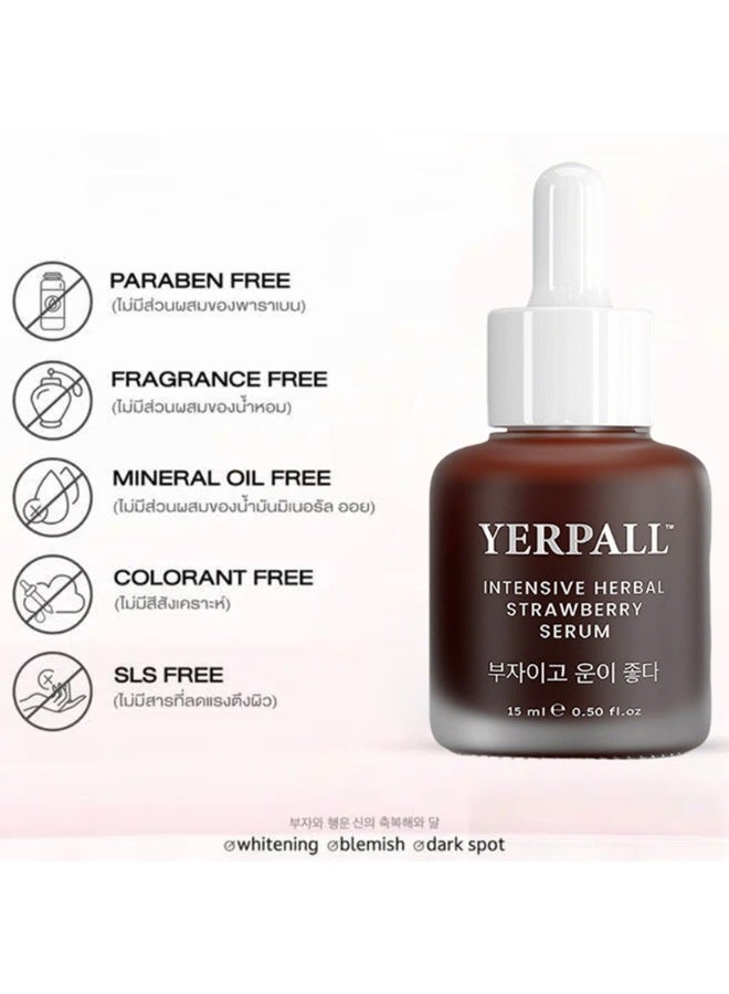 YERPALL Intensive Herbal Strawberry Serum 15ml - 4% Niacinamide Brightening Serum, Melatrepein & Natural Herbal Extracts, Reduce Blemishes & Dark Spots, Paraben Free for All Skin Types - Image 4