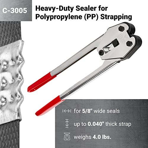 IDL Packaging C-3005 Heavy-Duty Sealer & Crimper for 5/8” Polypropylene (PP) Strapping - Heat-Treated Durable Tool with Ergonomic Design - Long Handles Mean Less Effort in Closing The Seal - Image 2