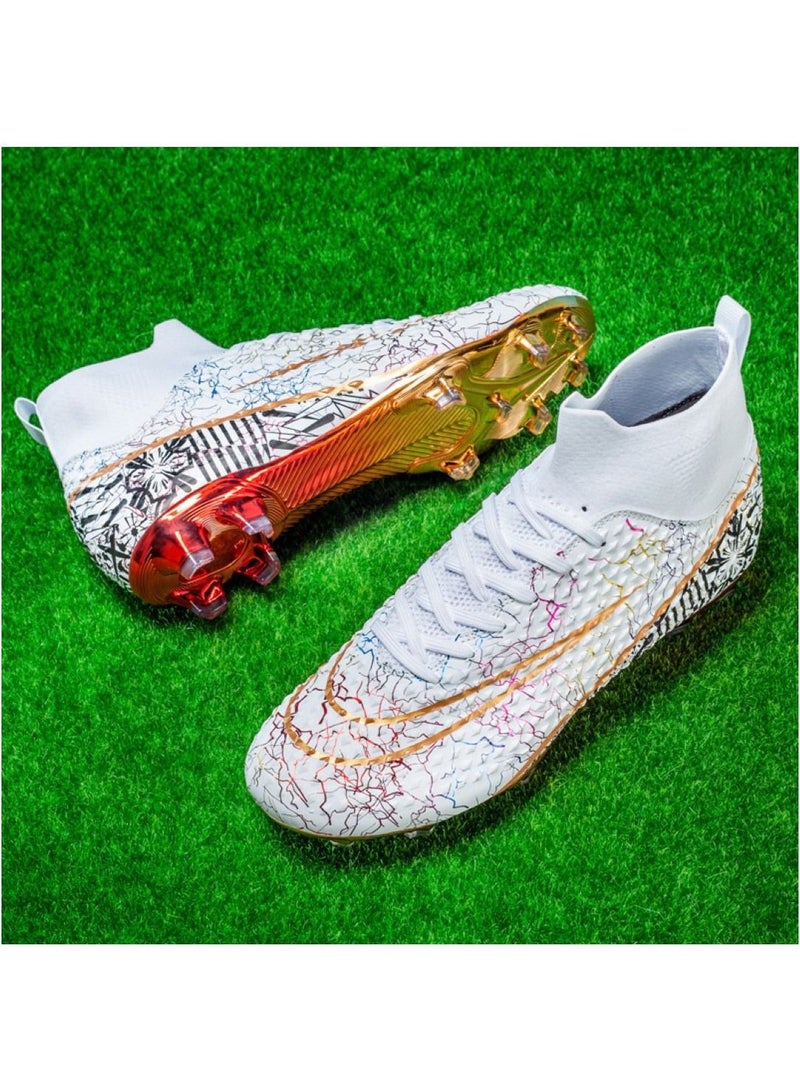 Loquat High-Top Cleats Competition Sports Football Shoes  White - Image 1