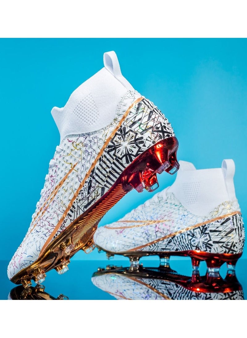 Loquat High-Top Cleats Competition Sports Football Shoes  White - Image 2