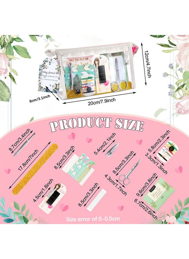 Chumia - 132 Pieces Wedding Survival Kit Wedding Day Bridal Emergency Kit Bridal Party Proposal Gifts Mini Emergency Kit For Women With Makeup Bags Floral Wedding Bride Emergency Supplies (Leaves Style) - Image 1