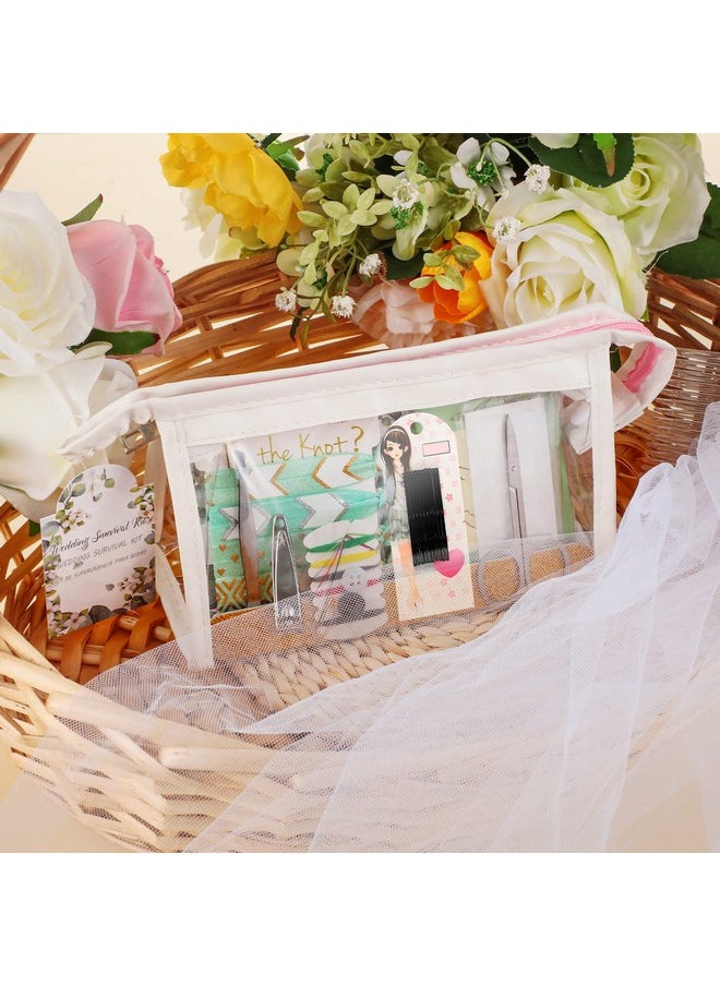Chumia - 132 Pieces Wedding Survival Kit Wedding Day Bridal Emergency Kit Bridal Party Proposal Gifts Mini Emergency Kit For Women With Makeup Bags Floral Wedding Bride Emergency Supplies (Leaves Style) - Image 1