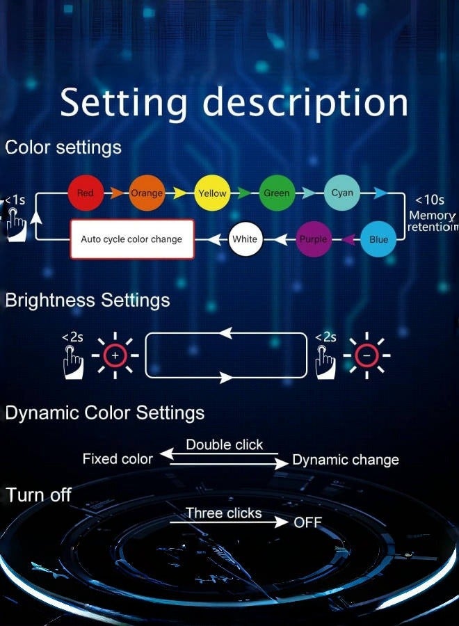 داريو مصابيح LED داخلية للسيارة USB صغيرة (2 قطعة) – إضاءة محيطية بـ 8 ألوان مع تحكم بالسطوع، وضع التنفس، مستشعر ذكي، مصباح ليلي محمول للسيارة والمنزل - Image 2