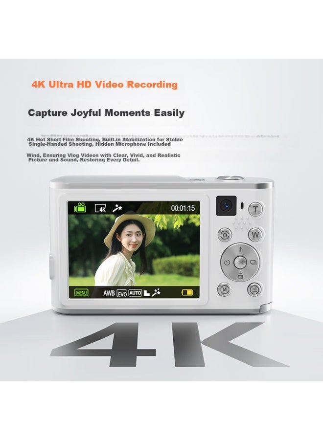 Caizu Dual-lens 6400w High-definition Digital Camera, Selfie Vlog Compact Camera, Student Campus Entry-level Portable, Can Transfer To Phone, Replace Ccd Camera, 128gb - Image 3