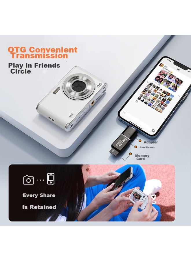 Caizu Dual-lens 6400w High-definition Digital Camera, Selfie Vlog Compact Camera, Student Campus Entry-level Portable, Can Transfer To Phone, Replace Ccd Camera, 128gb - Image 4