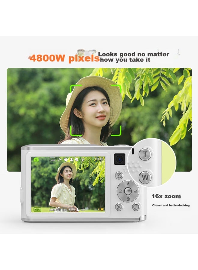 Caizu Dual-lens 6400w High-definition Digital Camera, Selfie Vlog Compact Camera, Student Campus Entry-level Portable, Can Transfer To Phone, Replace Ccd Camera, 128gb - Image 2