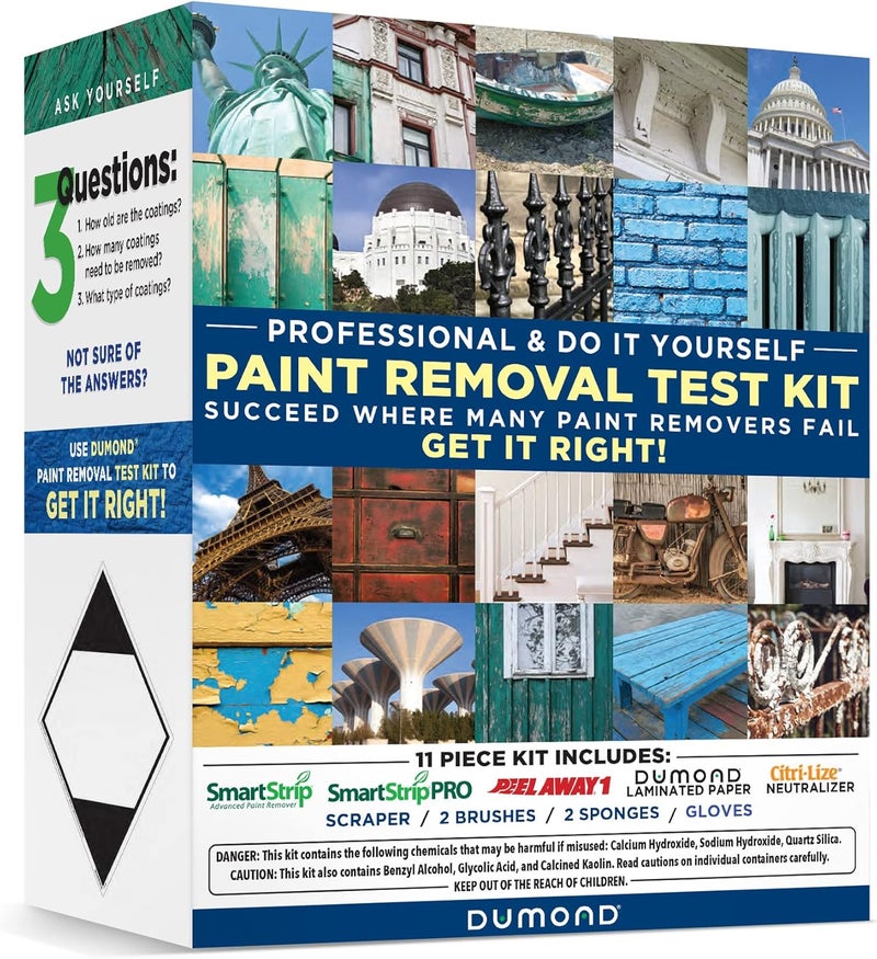 Dumond Complete Paint Removal Test Kit - Find The Right Paint Remover for Your Project - Kit Includes 8oz Samples of Peel Away 1, Smart Strip Advanced, & Smart Strip PRO, Laminated Paper & Accessories - Image 1