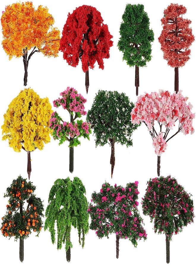 STOBAZA Fake Mini Tree Set 12 Pcs 2.55X1.96X1.57In Miniature Trees for DIY Craft Train Scenery Landscape Decorations and Home Table Ornaments - Image 1