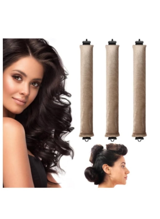 4 قطع من أدوات تجعيد الشعر بدون حرارة، قضبان مع خطاف، أدوات تجعيد شعر بدون حرارة لجميع أنواع الشعر، أدوات تجعيد شعر مريحة للنوم (بني فاتح) - Image 2