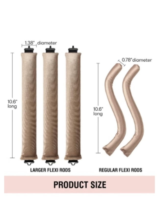 4 قطع من أدوات تجعيد الشعر بدون حرارة، قضبان مع خطاف، أدوات تجعيد شعر بدون حرارة لجميع أنواع الشعر، أدوات تجعيد شعر مريحة للنوم (بني فاتح) - Image 3