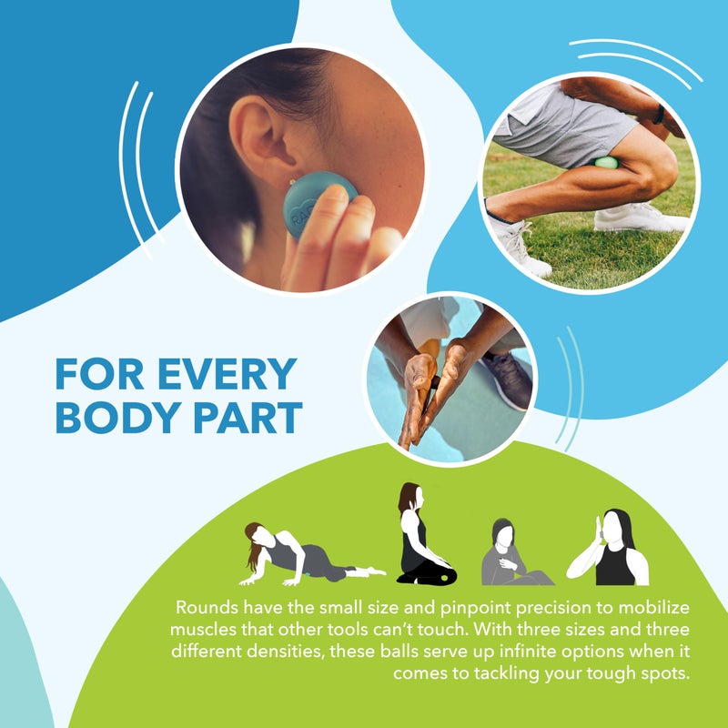 RAD Rounds â€“ 3 Density Yoga Massage Ball Set for Deep Tissue Myofascial Release â€“ Therapy Balls for Feet, Back, Neck, Jaw & Forearms â€“ Trigger Point & Mobility Therapy (3-Pack) - Image 3