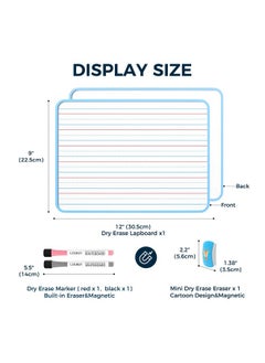 Loukin Small Dry Erase Lapboard, 9 X 12 Inch Double Sided (Ruled/Plain), Seamless Frame Design, Mini Magnetic Whiteboard Set, Great For Kids, Classroom And School (1 Eraser&2 Markers Included)  - Image 2