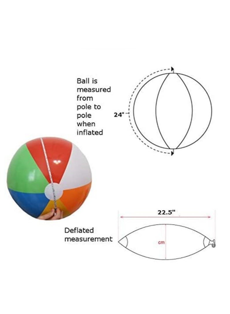 OASIS-TH 4 Packs 16inch  Inflatable Beach Balls With Hand Air Pump, Rainbow Beach Balls for Pool Parties, Kids and Adults Summer Pool Party Toys, Beach Toys, Party Favors - Image 2