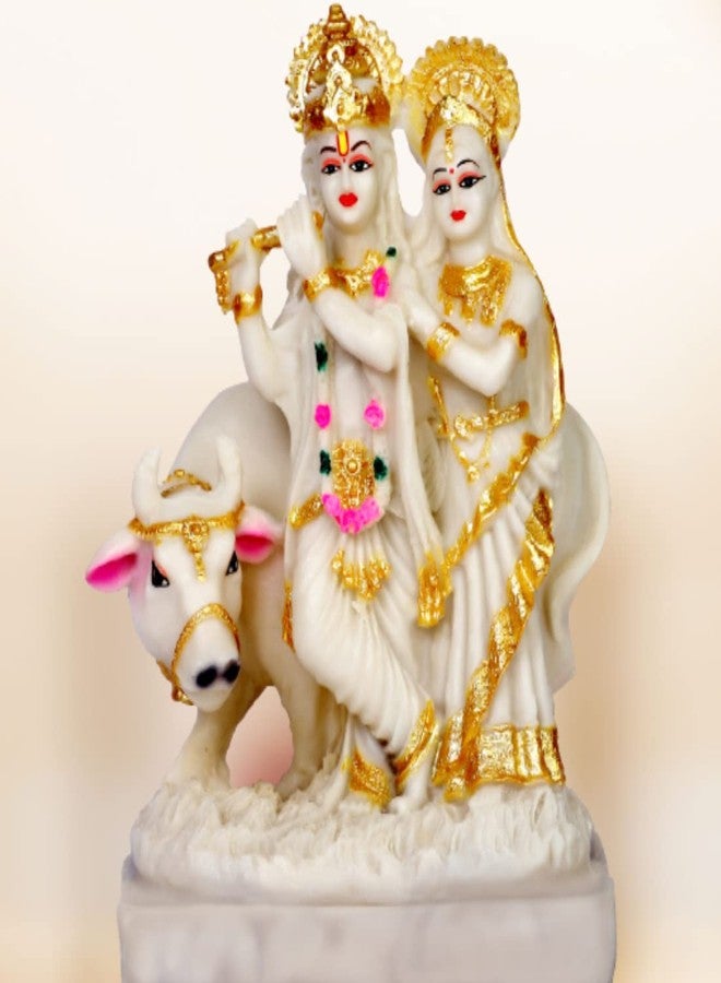Radha Krishna Idol with Cow Radha Krishna Murti with Cow for Home Temple Pooja Room Shri Radha Krishna Ji Idol for Mandir Radha Krishna Statue for Diwali Gift Janmashtami (10 Inch) AB46 - Image 2