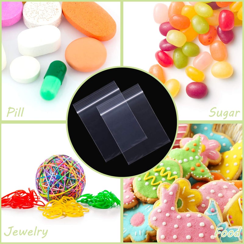 TUPARKA 300pcs Grip Seal Bags, Resealable Storage Bag Zip Lock Bags Small Clear Plastic Bags Poly Self Seal for Food Craft Jewellery Storage - Image 2