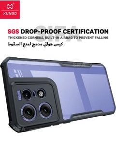 XUNDD Motorola Edge 50 Pro Case with Lanyard, Clear Acrylic Back Panel + Black TPU Soft Frame, [SGS Drop Proof Certification][Full Body Protection][Super Anti-Fall] Case for Moto Edge 50 Pro 5G,Clear/Black  - Image 2