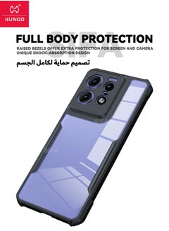 XUNDD Motorola Edge 50 Pro Case with Lanyard, Clear Acrylic Back Panel + Black TPU Soft Frame, [SGS Drop Proof Certification][Full Body Protection][Super Anti-Fall] Case for Moto Edge 50 Pro 5G,Clear/Black  - Image 3