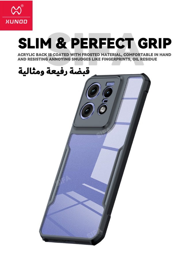 إكسوند حافظة Motorola Edge 50 Pro مع حبل، لوحة خلفية من الأكريليك الشفاف + إطار أسود من مادة TPU، [شهادة SGS مقاومة للسقوط] [حماية لكامل الجسم] [مضادة للسقوط] حافظة لهاتف Moto Edge 50 Pro 5G، شفافة/أسود  - Image 4