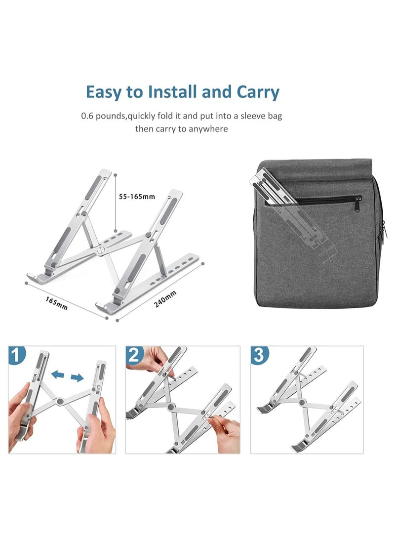 ELTRAZONE Adjustable Laptop Stand, Portable Aluminium Laptop Riser Laptop Holder for Desk, Foldable Ventilated Cooling Computer Support Stand for Apple MacBook Pro/Air, HP, Sony, Dell - Image 4