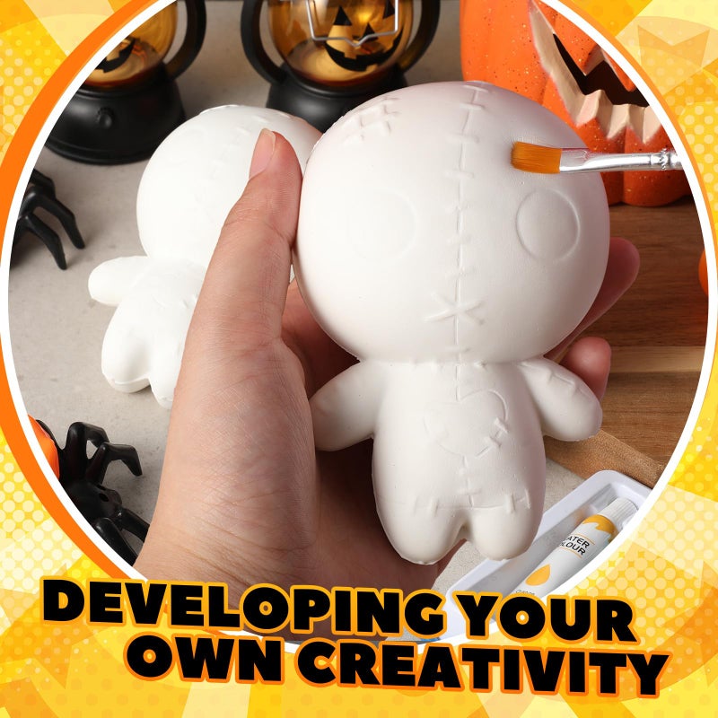 Poen 4 Pcs Voodoo Dolls with 12 Acrylic Pens, Make Your Own Stress Balls, Slow Rising Soft Squeeze Relief Ball, Ugly Creepy Cute Ghost Doll for Valentine's Day Gift Supplies for Adults Kid Gift Toys - Image 4