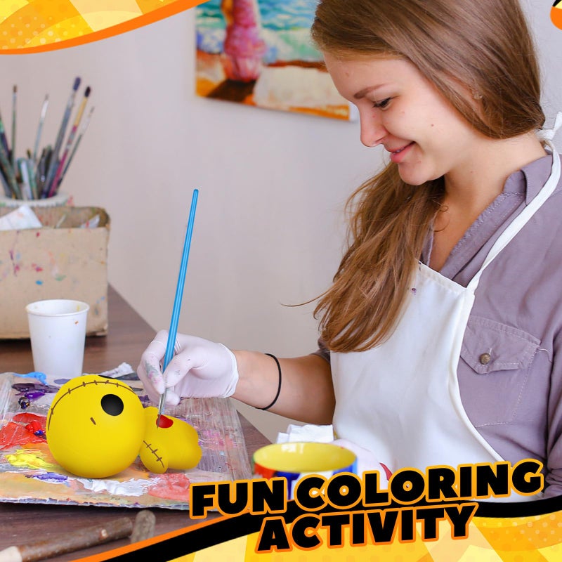 Poen 4 Pcs Voodoo Dolls with 12 Acrylic Pens, Make Your Own Stress Balls, Slow Rising Soft Squeeze Relief Ball, Ugly Creepy Cute Ghost Doll for Valentine's Day Gift Supplies for Adults Kid Gift Toys - Image 5