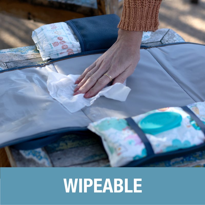 CleverMade Portable Baby Changing Pad Clutch with Wristlet - Premium Foldable Water Resistant Diaper Changing Mat with Storage Pockets for Diapers and Wipes - Brown - Image 4