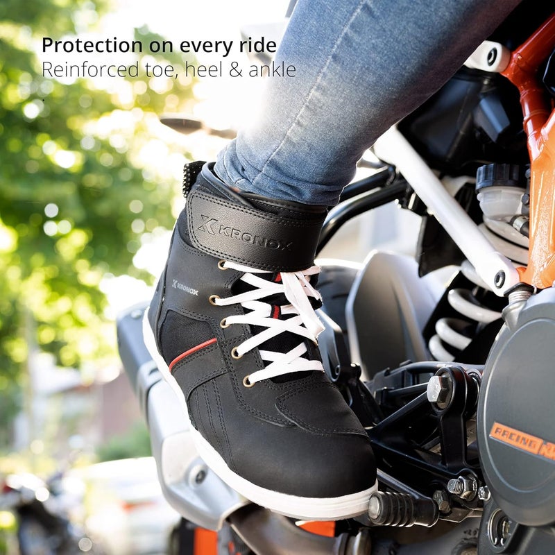 KRONOX Men's Motorcycle Shoes - Reflective Riding Boots for Road and Street - Image 4