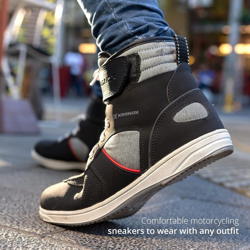 KRONOX Men's Motorcycle Shoes - Reflective Riding Boots for Road and Street - Image 2