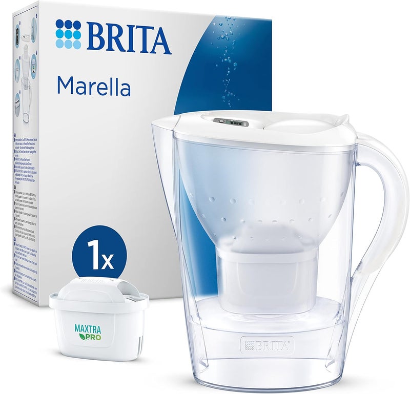 BRITA Marella Water Filter Jug White (2.4L) incl. 1x MAXTRA PRO All-in-1 cartridge - fridge-fitting jug with digital LTI and Flip-Lid - now in sustainable Smart Box packaging Heat insulation layer - Image 1