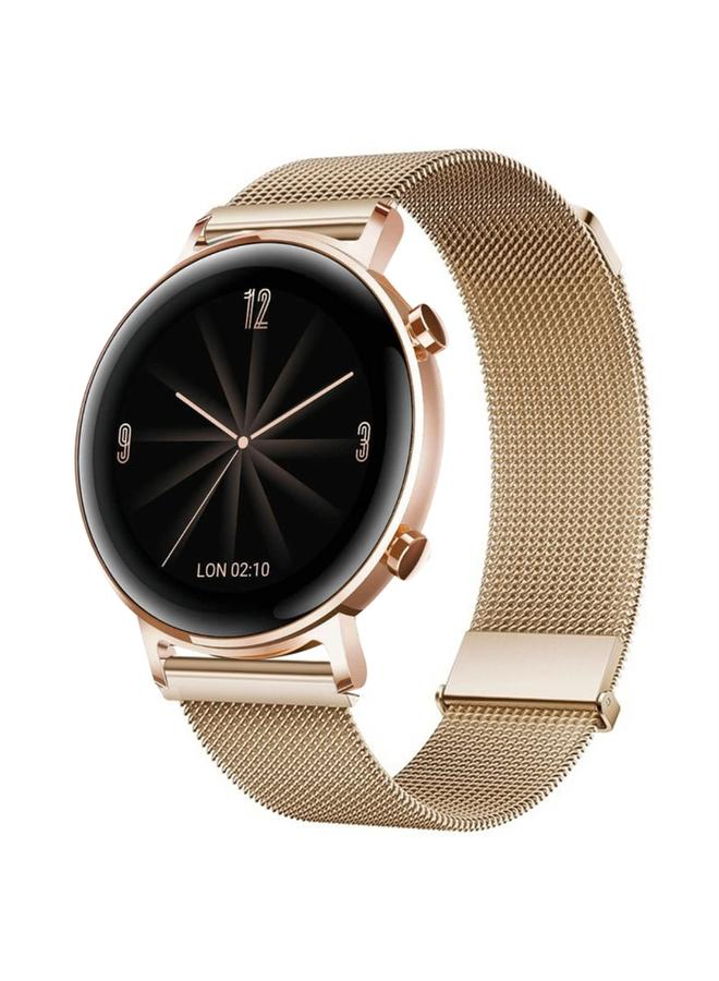 For Huawei Watch GT 2e 22mm Milan Double Magnetic Steel Mesh Watch Band Rose Gold