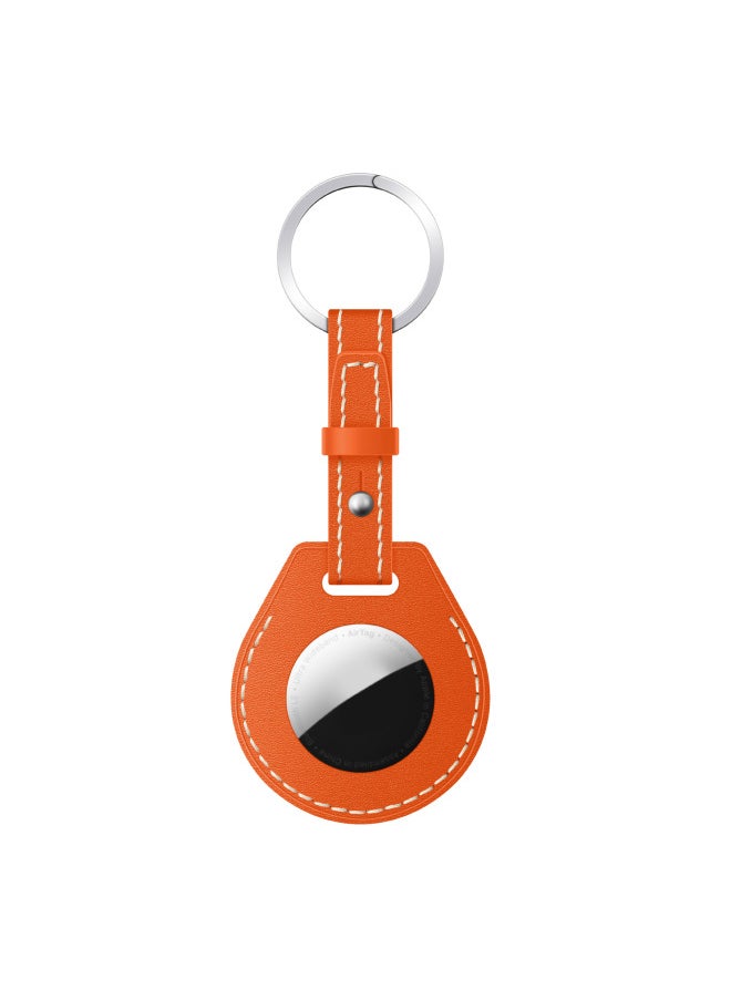 Generic - Applicable To Airtag Protective Case For Apple Anti-lost Tracker Genuine Leather Case For Apple AirTag Genuine Leather Protective Case-Color:Orange-Applicable Model:Airtag - Image 1