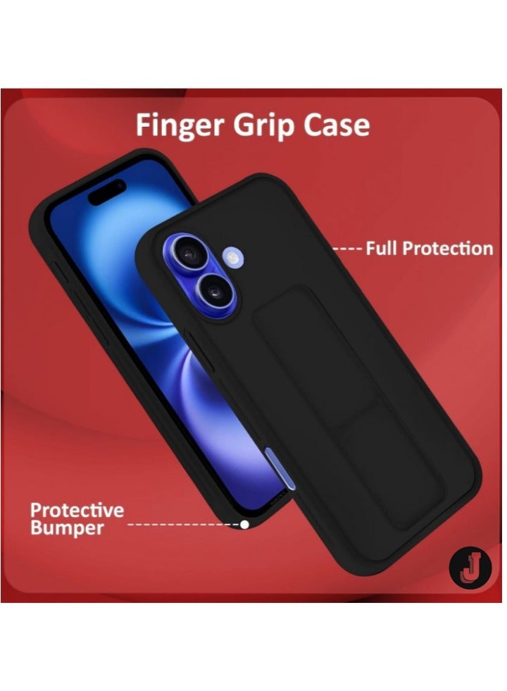 JAJEEK iPhone 16 Plus Purple Magnetic Car Mount Kickstand Case – Premium Silicone Multi-Stand with Hand Strap Grip - Image 2