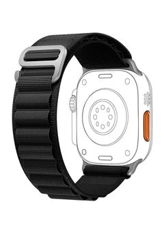 Generic Alpine Loop For Apple Watch 45/49mm Nylon Woven Ring Strap Series 8 & 8 Ultra 49 - Black  - Image 1