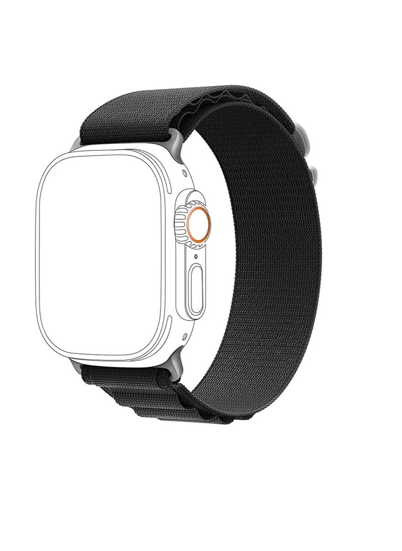 Generic Alpine Loop For Apple Watch 45/49mm Nylon Woven Ring Strap Series 8 & 8 Ultra 49 - Black  - Image 2