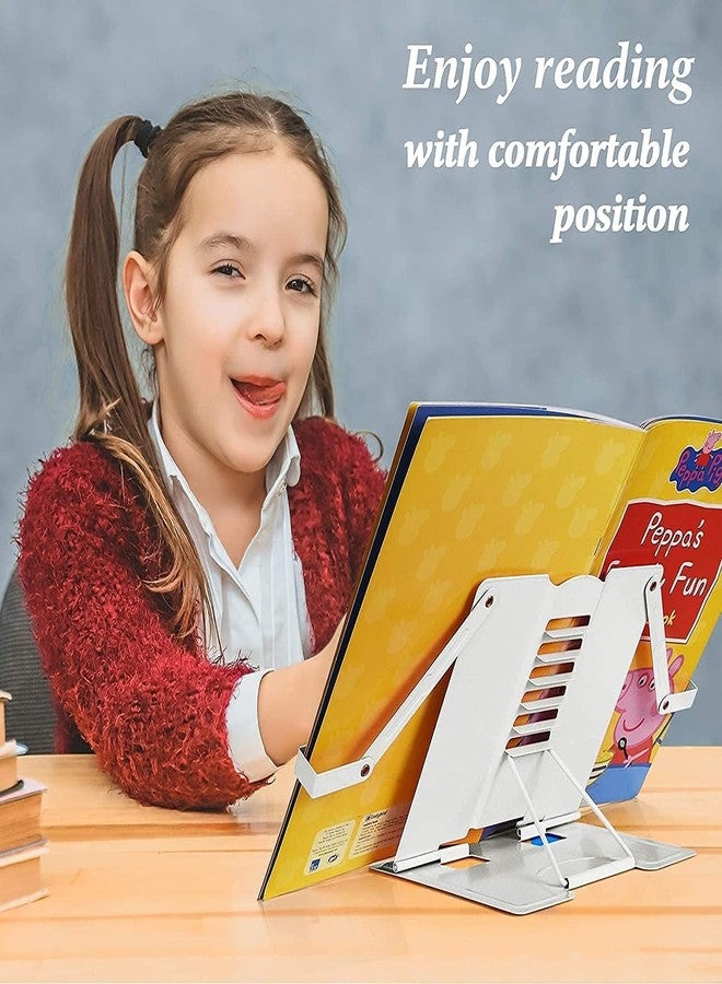 click2shop Adjustable Metal Book Stand Holder – Portable and Foldable Cookbook & Recipe Organizer for Reading, Studying, and Desk Use (Multicolor) - Image 4