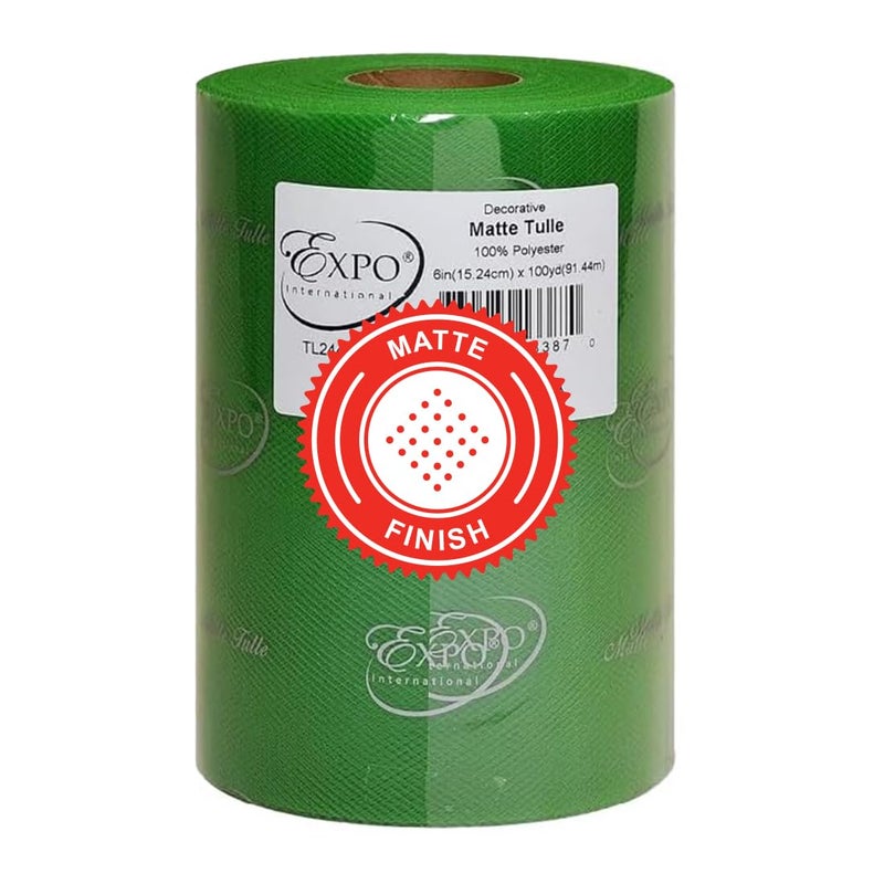 Expo International Matte Decorative Tulle Roll 6 Inch x 100 Yards Green