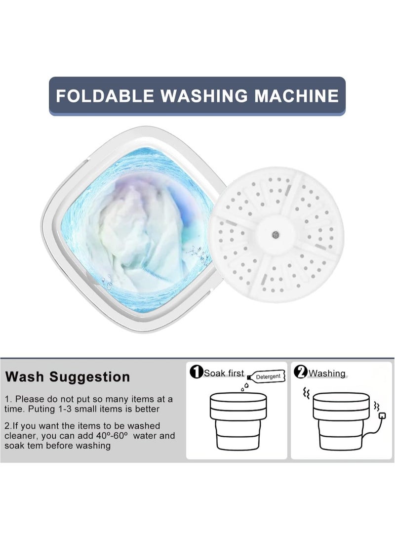 AROAQ Portable Washing Machine Mini Washer Foldable Bucket Washer Underwear Socks Baby Small Clothes with Drain Basket Blue Light Sterilization Spin Dry for Travel Apartment Laundry Camping - Image 3