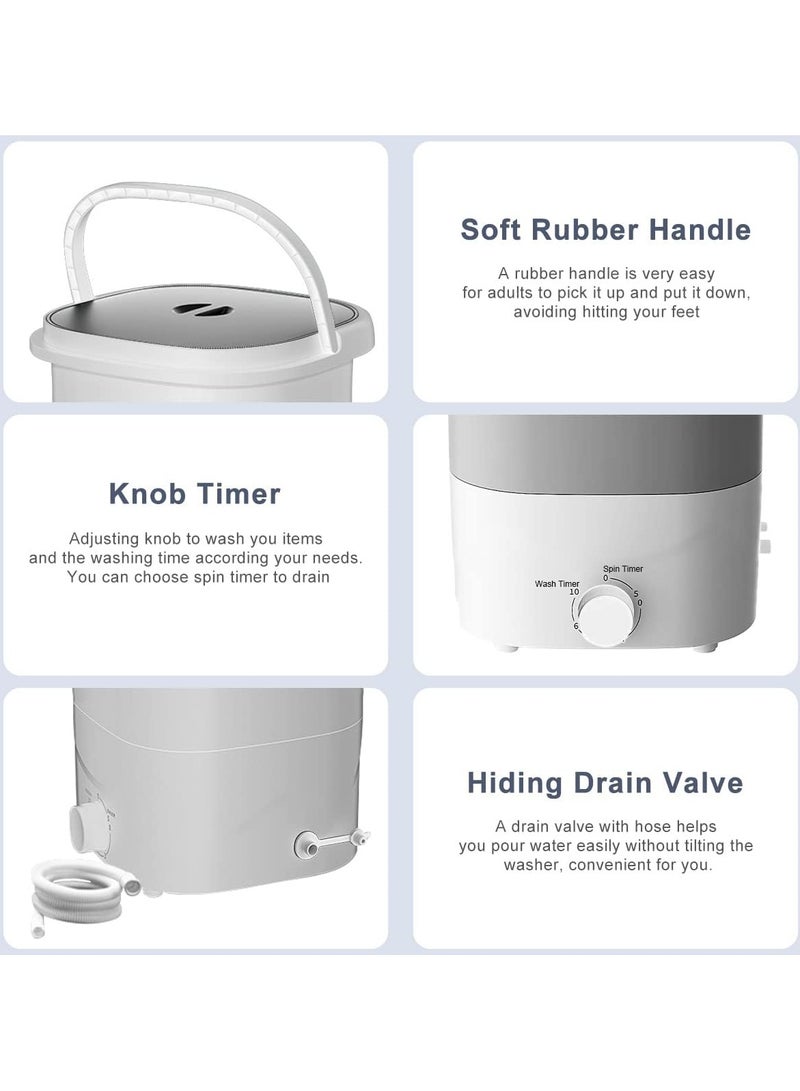 AROAQ Portable Washing Machine Mini Washer Foldable Bucket Washer Underwear Socks Baby Small Clothes with Drain Basket Blue Light Sterilization Spin Dry for Travel Apartment Laundry Camping - Image 4