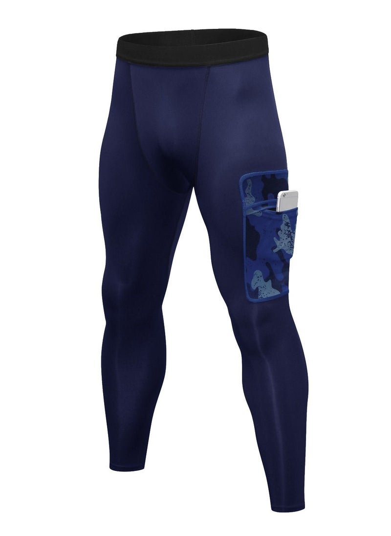 Loquat Men Quick Dry Breathable Elastic Running Trousers Dark Blue  - Image 1